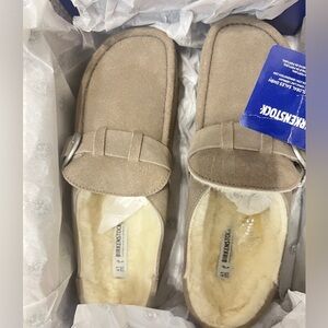 Birkenstock Buckley Shearling Clog Light Grey